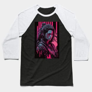 Female Cyberpunk Samurai Baseball T-Shirt